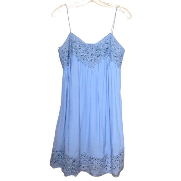 JOA Womens Dress Size M Blue Laces You'll Go Periwinkle Lace Mini Short Casual - Picture 5 of 12
